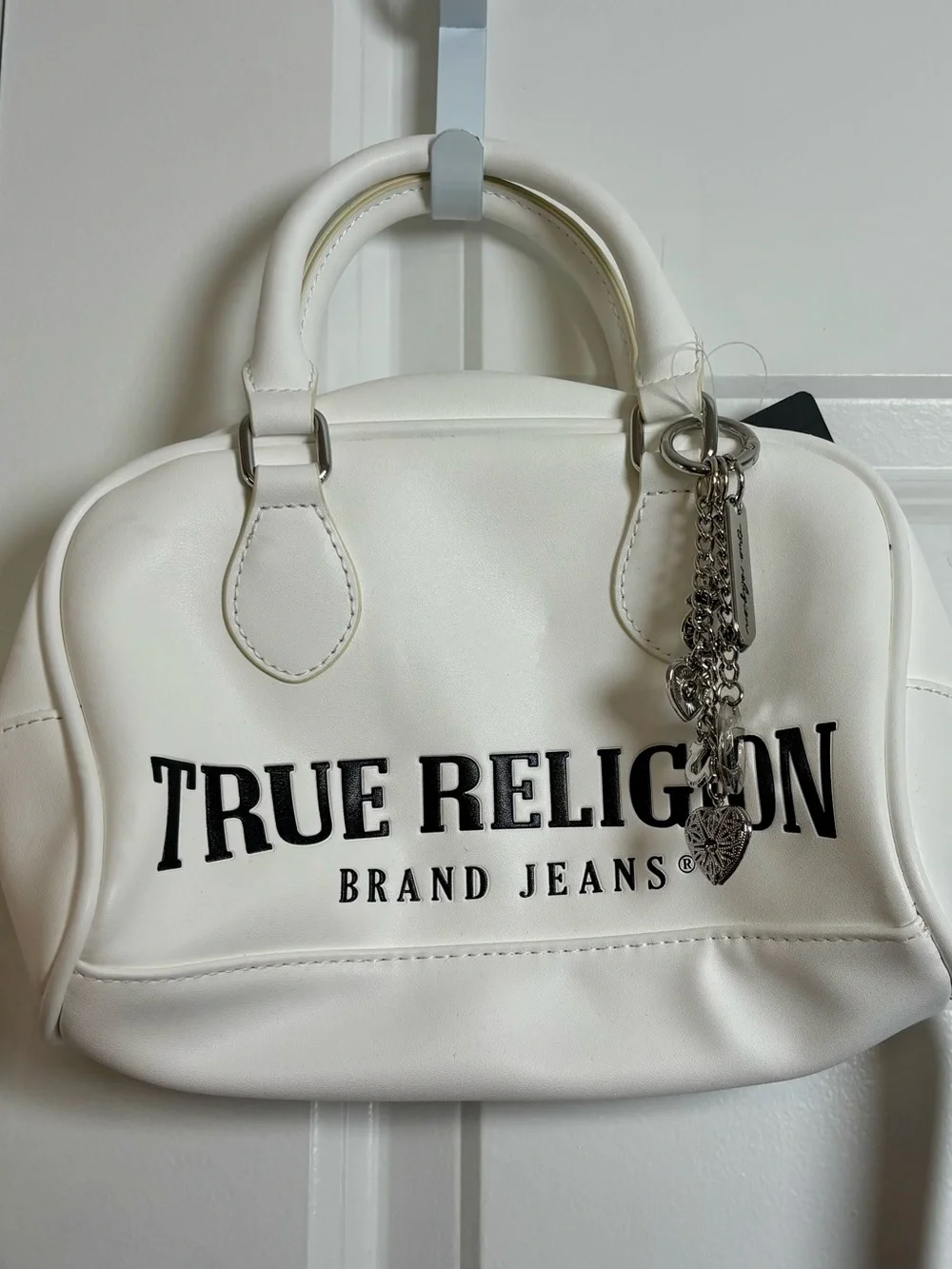 True Religion Bombe Logo Satchel Handbag with Charm